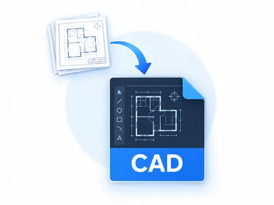 紙図面をCADデータとして復元するイメージ